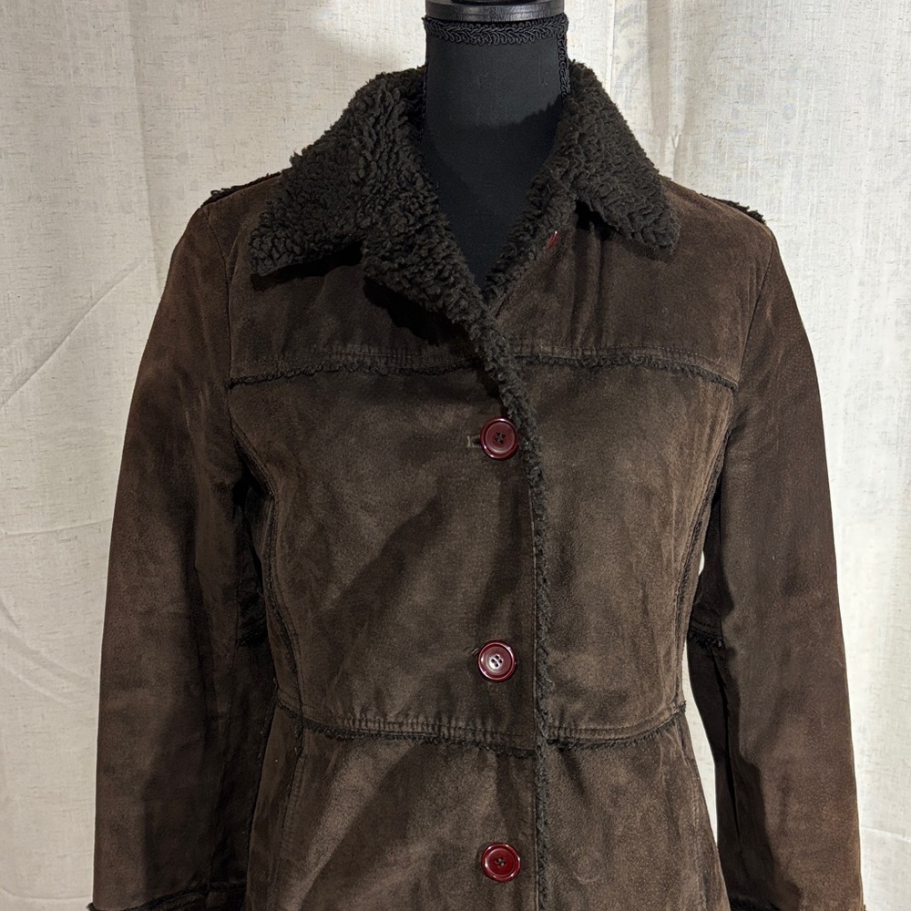 Vintage 90s/Y2K United Colors Of Benetton Dark Brown Teddy Jacket